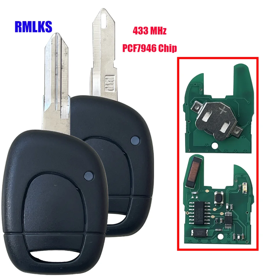 433 MHz CAR DISTATE Kľúč pre Renault Clio MASTER TWINGO KANGOO UNCUT NE73 VAC102 BLADE ID46 PCF7946 SHELL 1 BLOCK 1