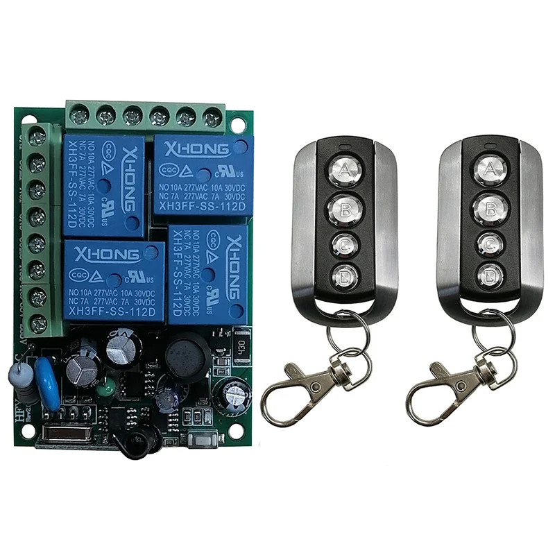 433MHz RF RF diaľkového ovládacieho obvodu Univerzálny bezdrôtový spínač AC 110V 220V 4CH RF RADIO RADIOP RELIVER A PASION pre garáž