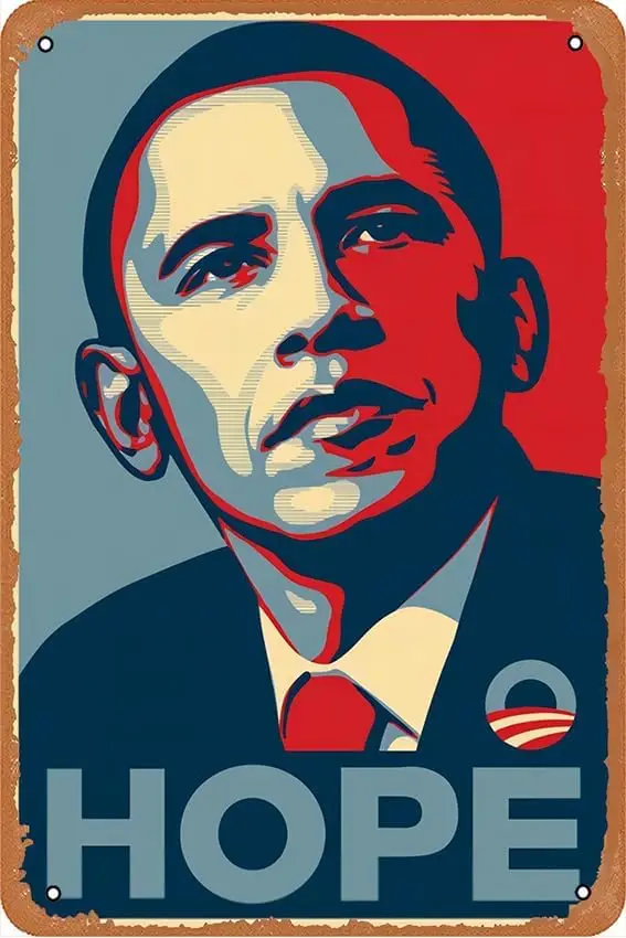 44. prezident Spojených štátov Barack Obama Hope Vintage Metal Tin Sign 12x8 palcov plagát kaviareň Art Office Art Wall Decoration