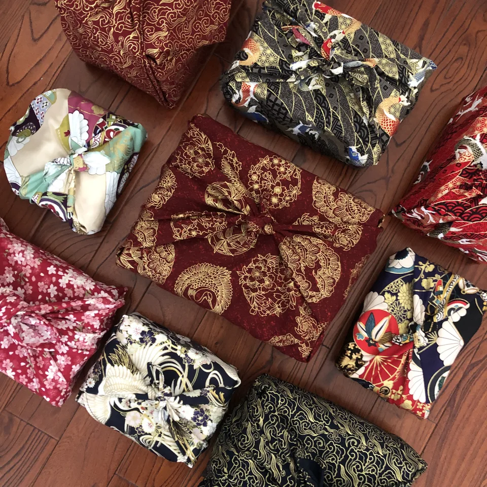 45 cm 70 cm 90 cm Nechajte geisha fanúšik japonského štýlu baliaci handričku furoshiki vreckovky kvety tradičná tkanina