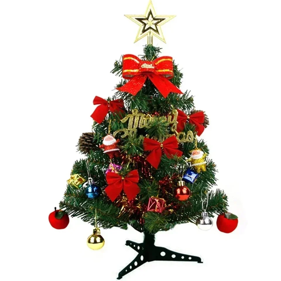 45 cm stolové vianočný stromček, umelá mini vianočná borovica s dekoráciami prívesky, malý vianočný strom 2025 Navidad Decor