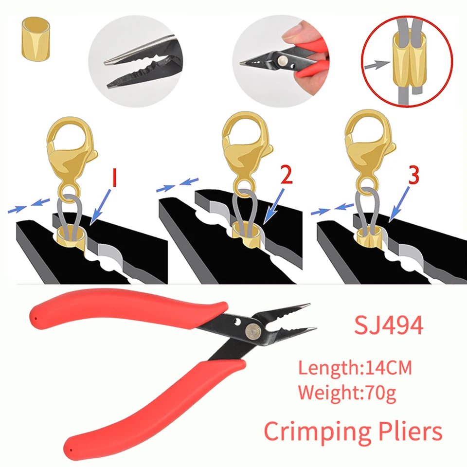 45# Kliešte na kliešte z uhlíkovej ocele pre šperky na výrobu dodávok Crimper Pliefs for Crimp korálky červené kliešte Carmping kliešte