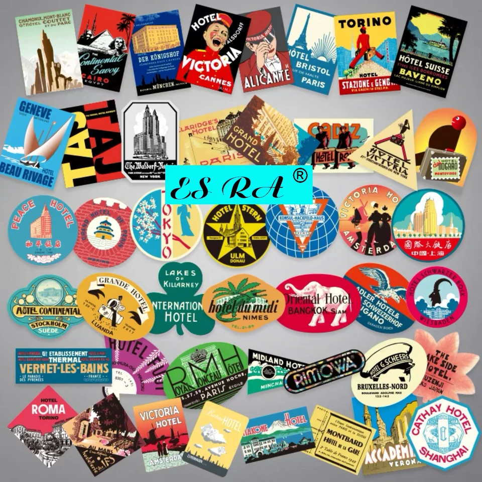 45 ks -batožinové nálepky súpravy prispôsobené Rimowa World Landmark Building Retro City Travel pre batožinu notebook Witerproof Sticker