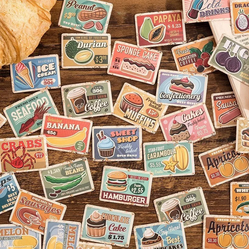 45 ks vintage plagáty nálepky na scrapbooking dodávky materiál papier Kawaii Stationery Craft Junk Journal Diary