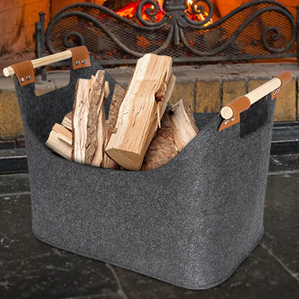 45 x 32 x 40 cm skladací drevený kôš Veľká kapacita 57 l Fireside Držiteľ dreveného nosiča pre držiak na drevené drevo pre odevy novín z dreva palivového dreva