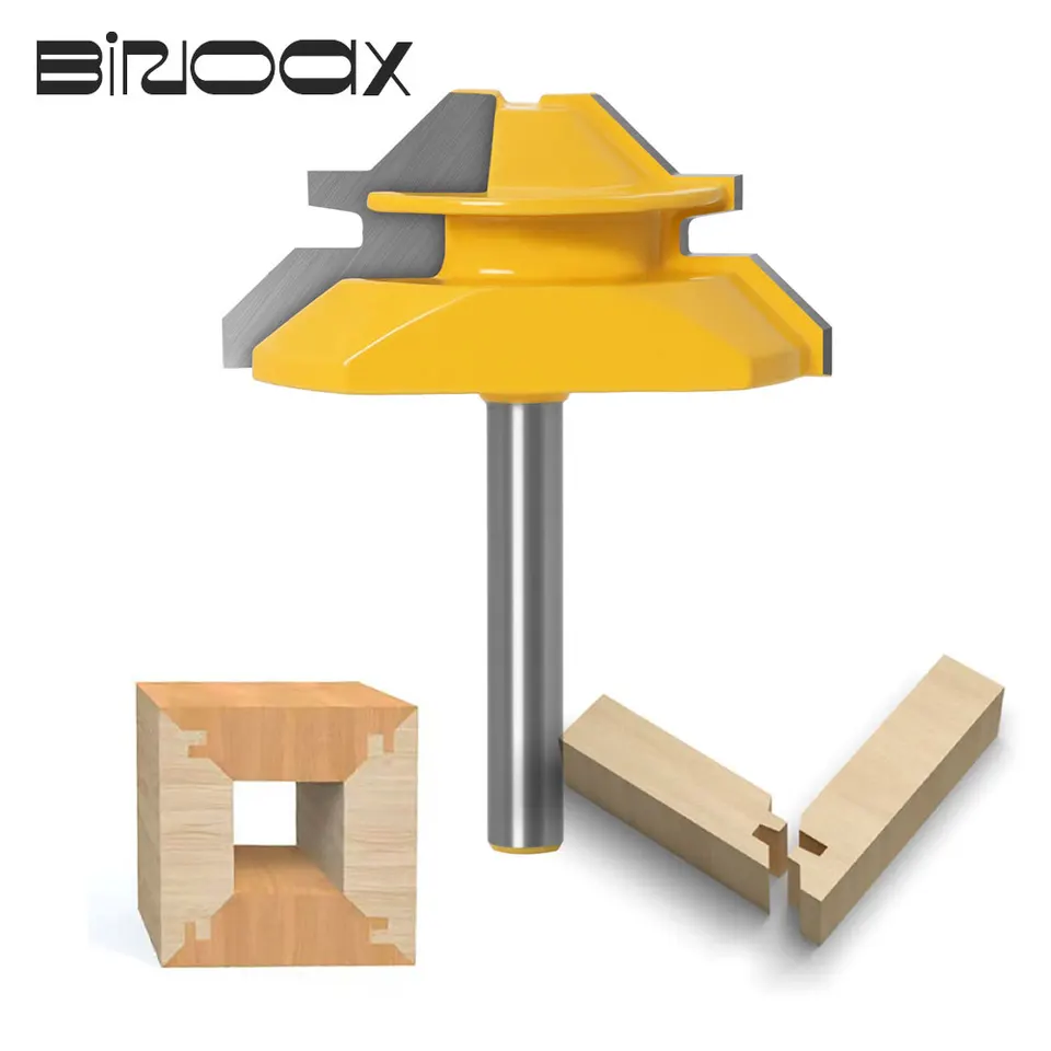 45 ° stupňový zámok pokosový router bit Woodworking Fleging Cutter do 1-1/2 