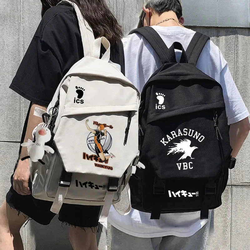 45 × 28 × 14 cm čierna biela, haikyuu, Študentské tašky pre deti pre deti, veľké kapacity Mochilas anime batohy pre dievčatá darček