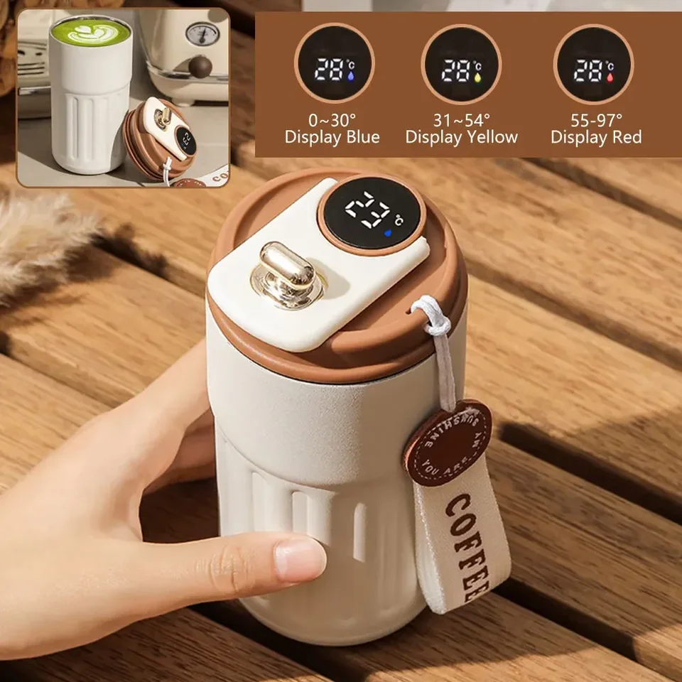 450 ml inteligentný displej TEPLETATUR CESTLLESS OEEN PUMBLER HROG LED teplota Displej kávu šálka tepelného cestovného hrnčeka horúca šálka