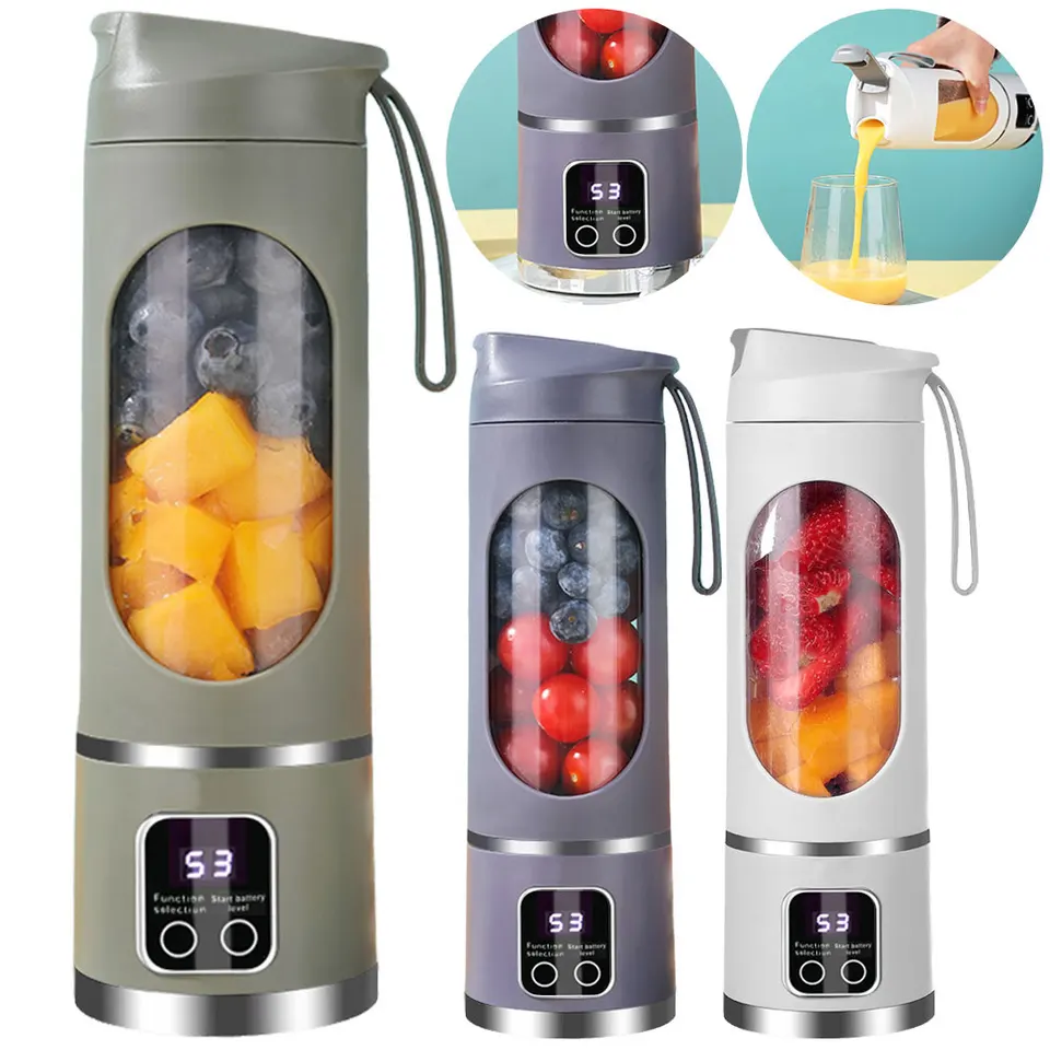 450 ml prenosná odšťavovacia fľaša na odšťavovač USB Nabíjateľná mini elektrická odšťavovač 1500 mAh s 8 lopatkami pre smoothies kokteily