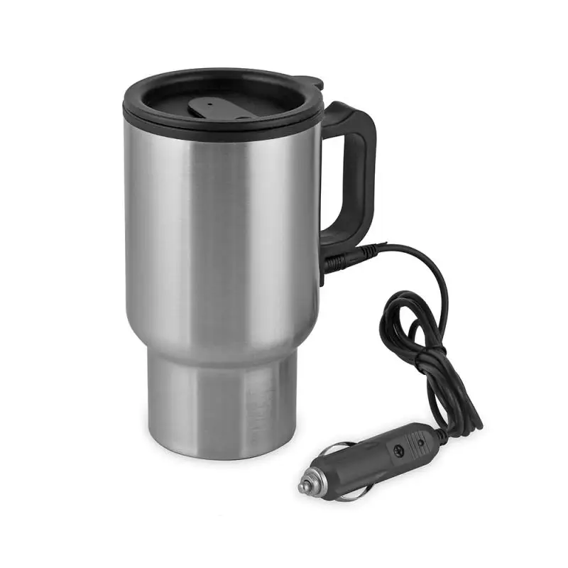 450 ml z nehrdzavejúcej ocele Hriepanie vozidla šálka elektrického vykurovacieho vozidla Kettle Camping Cestovná kanvica vodná kávová kávová kávový hrnček
