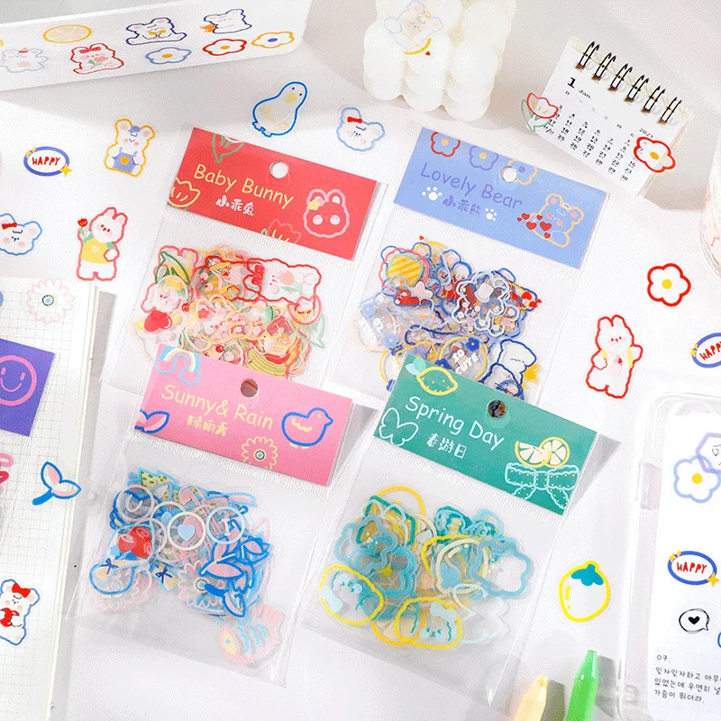 45ks/balenie Kawaii Strawberry Rabbit Stuety Scrapbooking School School Supplies