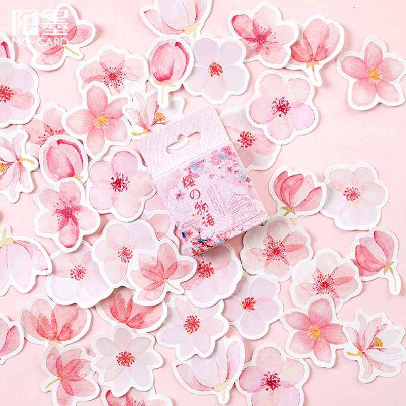 45ks/box Lovely Cherry Blossom Story Dekoration nálepky Scrapbooking Stationery Student Office Supprody