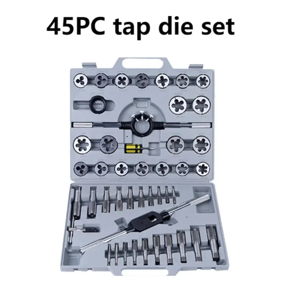 45pc veľký rámec Tap Die Set Die Twister Trip Tap Wrench M6-M25 T Wrench Wrench M5-M8 Bushing 38 mm skrutkovač