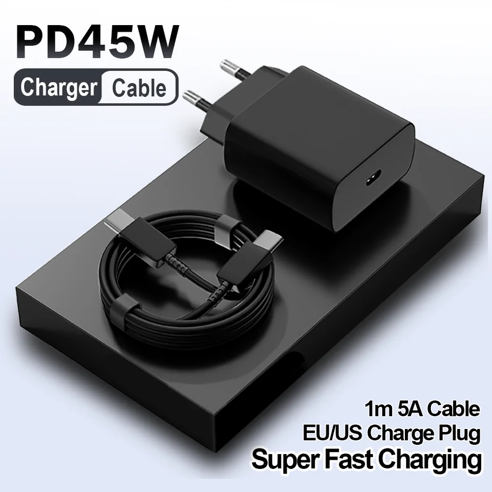 45W PD nabíjačka super rýchle nabíjanie pre Samsung Galaxy S24 S23 Ultra poznámka Typ mobilného telefónu C Sada káblových káblov rýchleho nabíjania