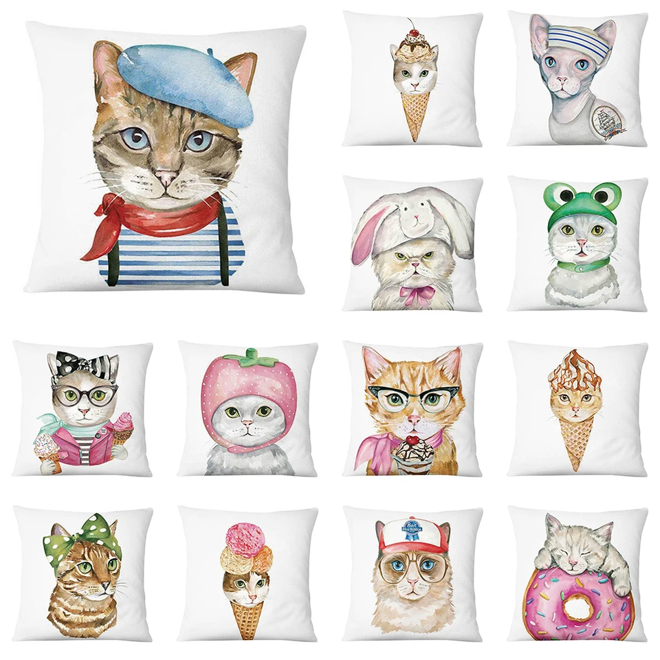 45x45 cm karikatúra mačací vzor Polyester vankúš pre domácu obývaciu izbu pohovka v spálni dekorácie vankúš