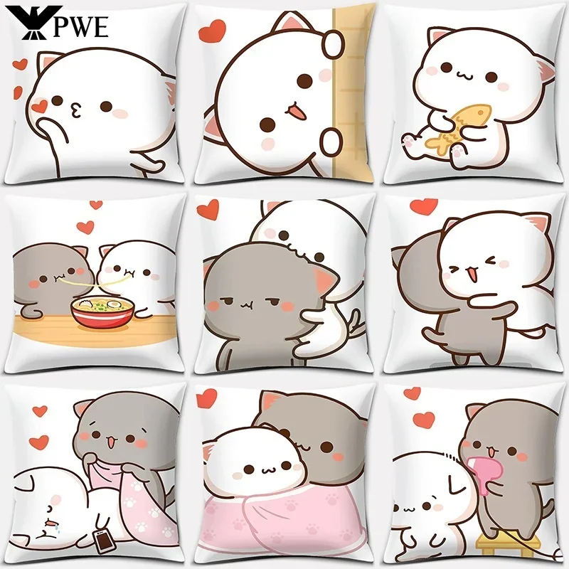 45x45cm karikatúra roztomilý vankúšový obal Mocha Mochi Peach Cast Cushion Cover Cover Cover Ozdobné vankúše pre pohovku vankúš