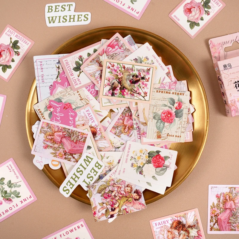 46ks mini box kvety nálepky lepidla Dodávky Romantické kvetinové dekorácie DIY Wonderland Scrapbook Materials 4 cm