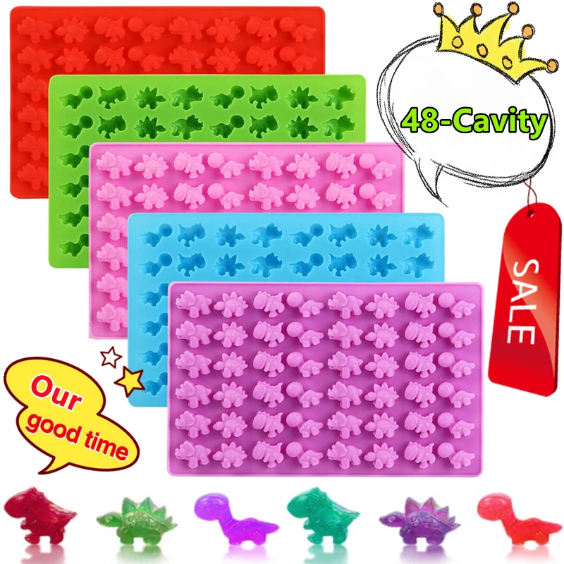 48-Cavity Dinosaur Chocolate Fold Dinosaurus Shell Silikone Candy Fold s kvapkadlom DIY Ice Cube Tray QQ Candy Fondant Fold Tools Tools