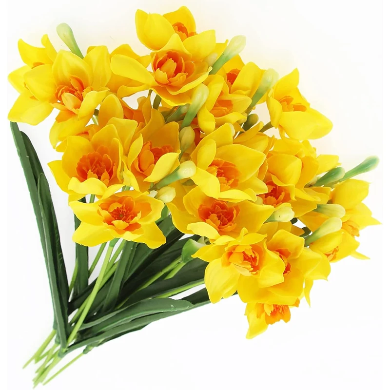 48 cm biely umelý Narcissus kvetina kytica pre domácu záhradnú izbu Falošné kvetinové dekorácie Dekorácie svadobné večere dekorácie