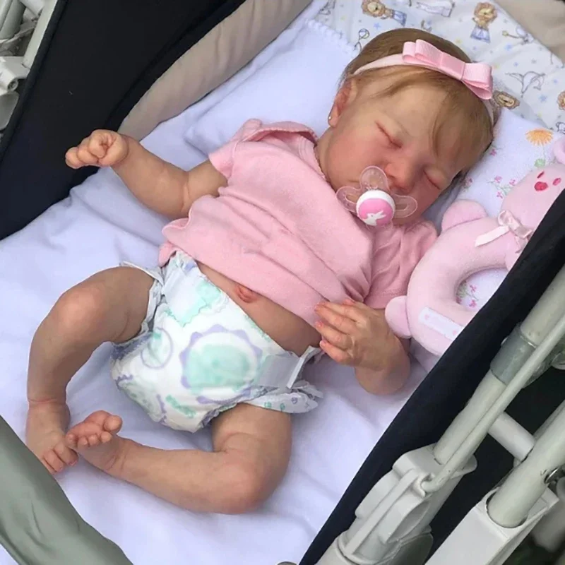 48 cm Sleep Doll Levi novorodenca celotelového silikónového vinylovej bábiky s výsadbami vlasov