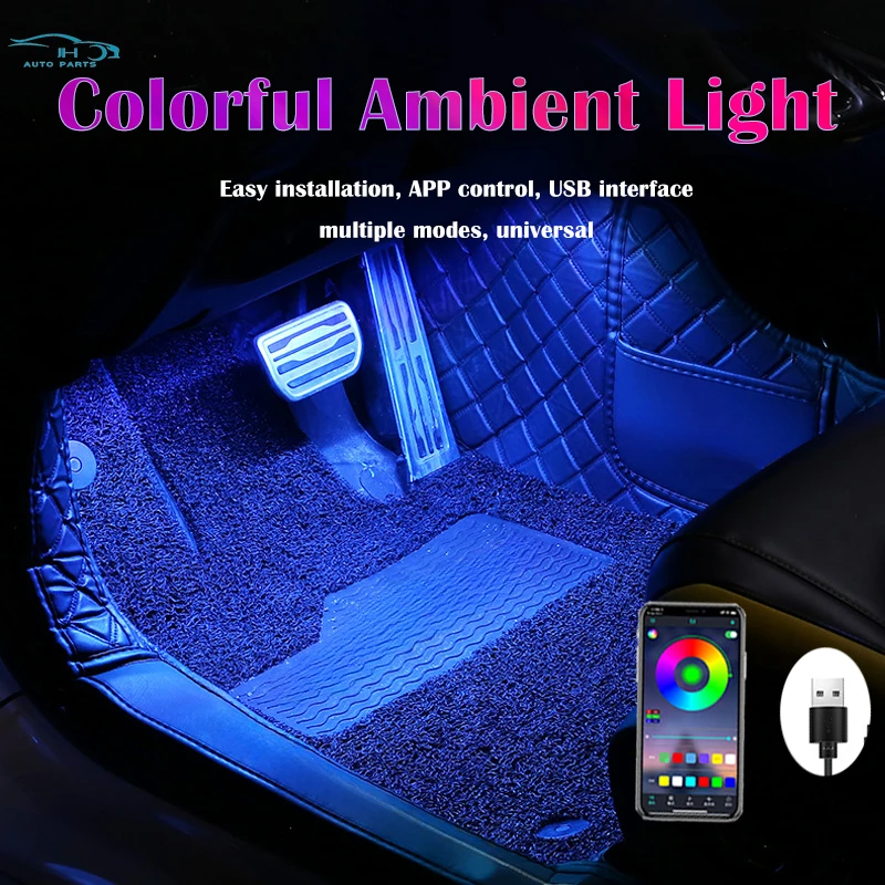 48 LED Automatické interiérové ​​osvetlenie prúžkov Multicolor Music Lighting Lighting s App Control nepremokavé okolité svetlo iPhone Android