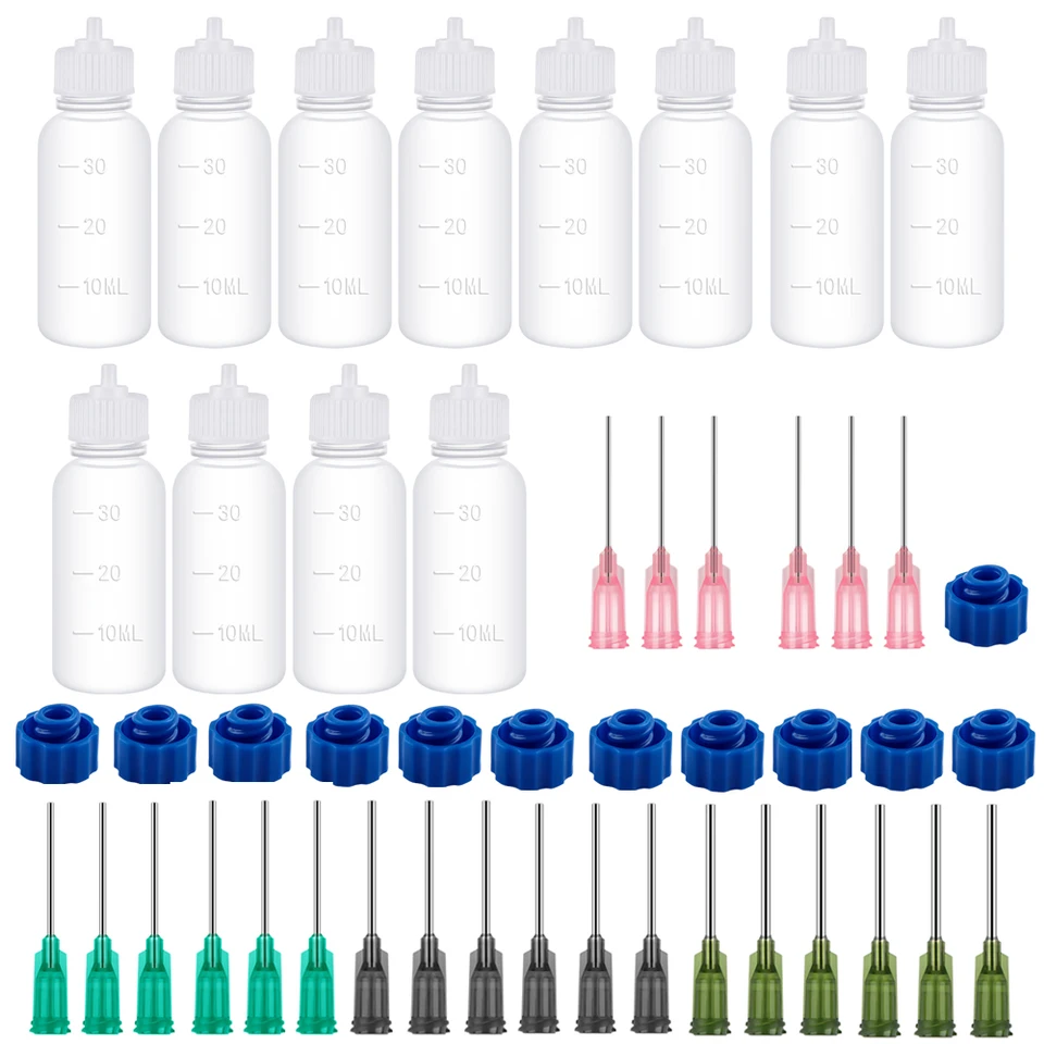 48ks/balenie lepidla Fľašky 30 ml plastových stlačených kvapiek s tupým hrotom ihly 18GA 20GA pre lepiace aplikácie