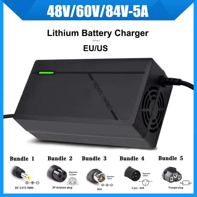 48V 36V 72V 60V 5A nabíjačka 10s 13s 16s 20s li-ion batériová nabíjačka 42V 67,2V 54,6 V 84V pre balenie batérie lítium polyméru