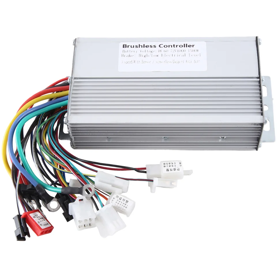 48V 60V 64V 72V 1000W 1500W Elektrický ovládač 12 trubice duálny režim E-Bike Bichless Speed ​​Motor