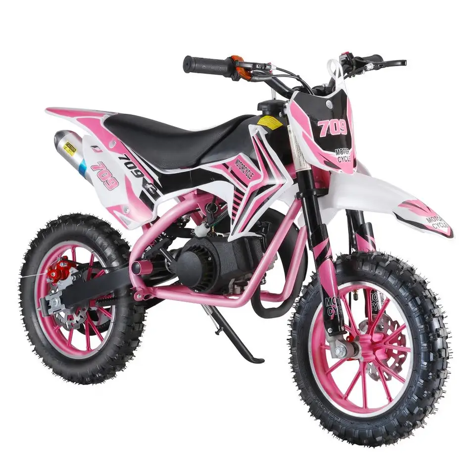 49 ccm 2-stokové deti Dirt Bike, Gas Power Motocross, Off Road Mini Motocykel, detská vrecková motorka s predným zadným diskom Brak