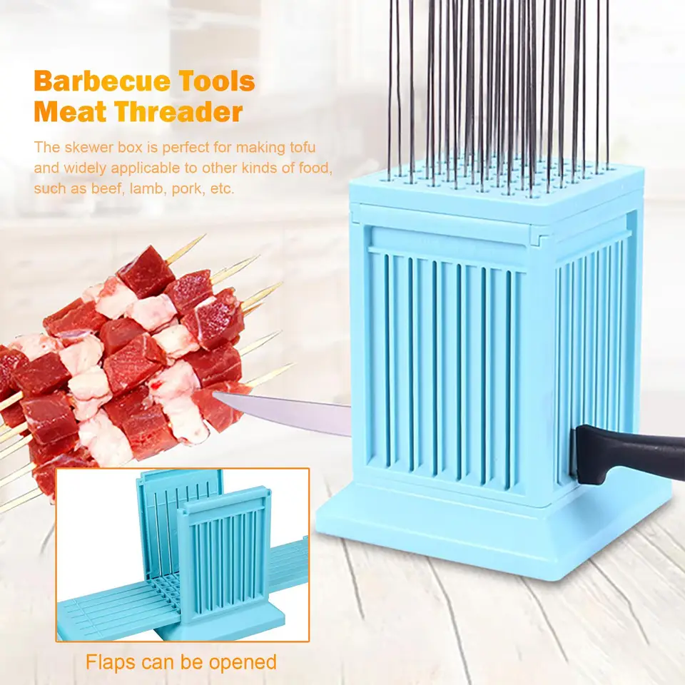 49 dier grilovania Stringer Box Odnímateľný BBQ Swight Maker Tool Multifunkčný mäsový špajdľový výrobok pre kemping grilovanie
