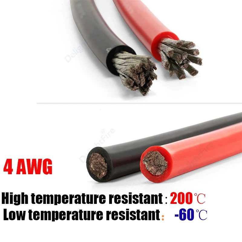 4awg Silikónový kábel 4awg Elektrický drôt odolný voči mäkkému teplu 1 m 2m 4 m 5m pre automatickú elektroniku tlačiarne so solárnym panelom