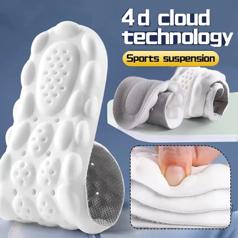 4D Cloud Technology Športové vložky pre topánky mäkké priedušné vankúšové vankúše Ortopedické vložky