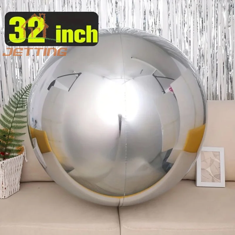 4D guľa 32 palcov kovového zrkadlového efektu dekoratívny balón na oslavy a dekorácie večierkov naplnené héliom môžu plávať