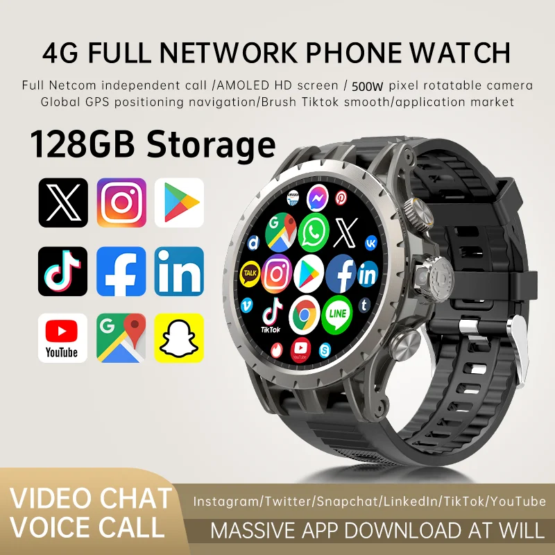 4G Full Netcom Android 9.0 Smart Watch 1,43 '' AMOLED SCREE DISPLEY 8 GB+128 GB GPS WiFi Videohovor 5MP fotoaparátu Q85 Smartwatch 4G 4G