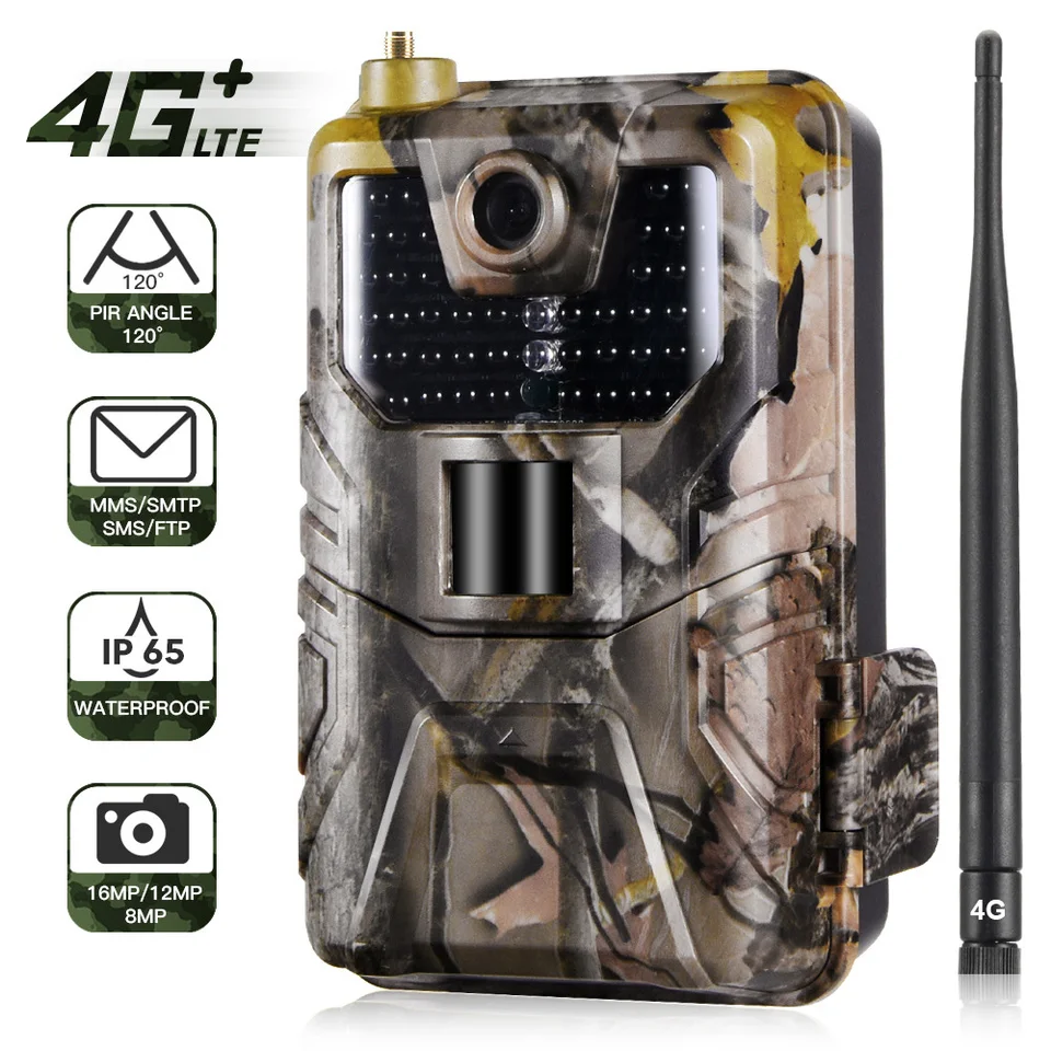 4G Hunting Trail Camera Camera 16 MP 1080p 0,3 s Trigger Speed ​​Infračervená divočina nočná kamera Night Vision Camera