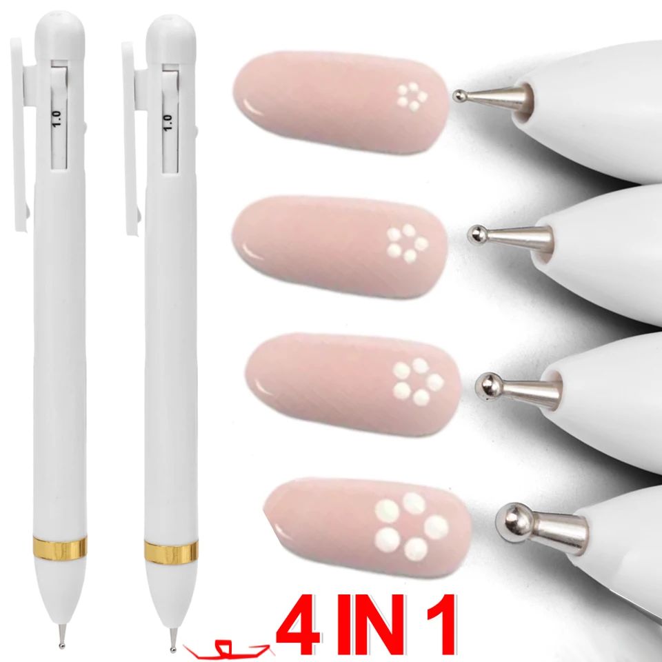 4in1 Klinčekové vŕtacie pero nakreslite päť okvetných lístkov kvetinový punka bodový tlak na nechtový bod Diamond Pen Art nástroj pre profesionálov Drill DIY