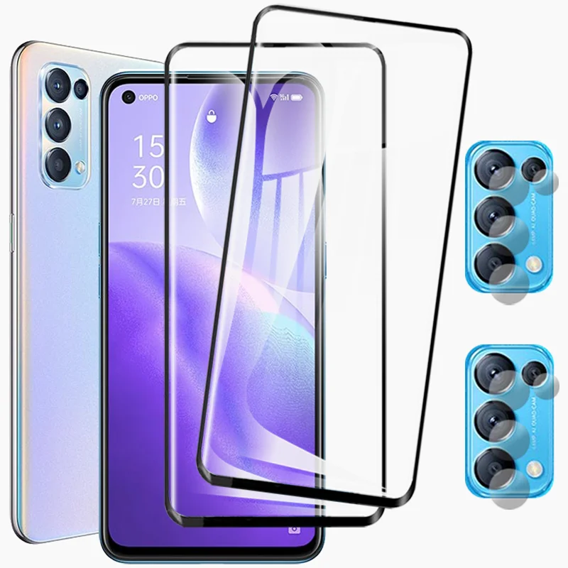 4in1 Plné sklo Temperované sklo pre OPPO Nájdite X3 X5 Lite Camera Camera Obrazovka Ochranca pre Oppo Reno 8 7 Z 6 5 9 Pro Plus 5G Glass