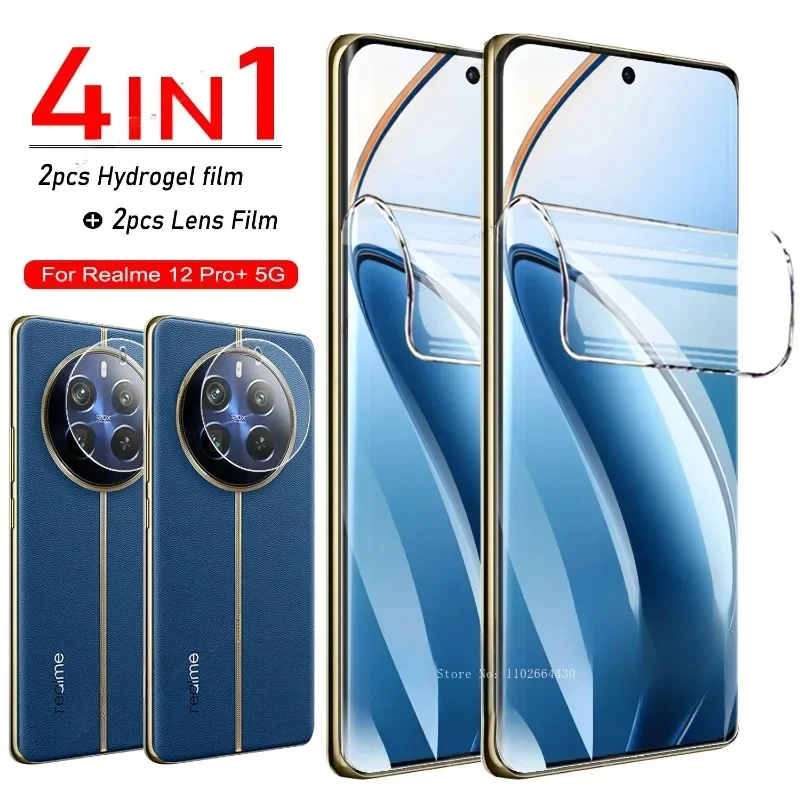 4in1 pre Realme 12 Pro Plus Hydrogel Film pre Realme 10 9 8 Pro 8i Protector Screen Screen pre Realme 13 11 Pro Plus Plus Camera Lens Film