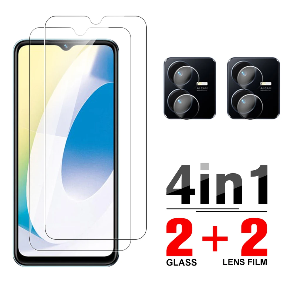 4in1 Temperované sklo puzdro 6.55 '' chránič obrazovky pre Vivo Y22S Y 22 22S Y22 S VIVOY22 OCHRANA CAMERA