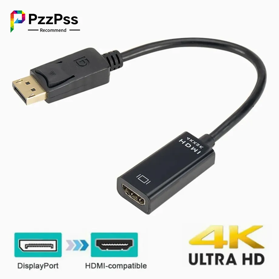 4K 1080p DisplayPort do HDMI kompatibilného adaptéra kábel Muž DP pre ženskú HDMI kompatibilnú video zvukový prevodník pre PC laptop