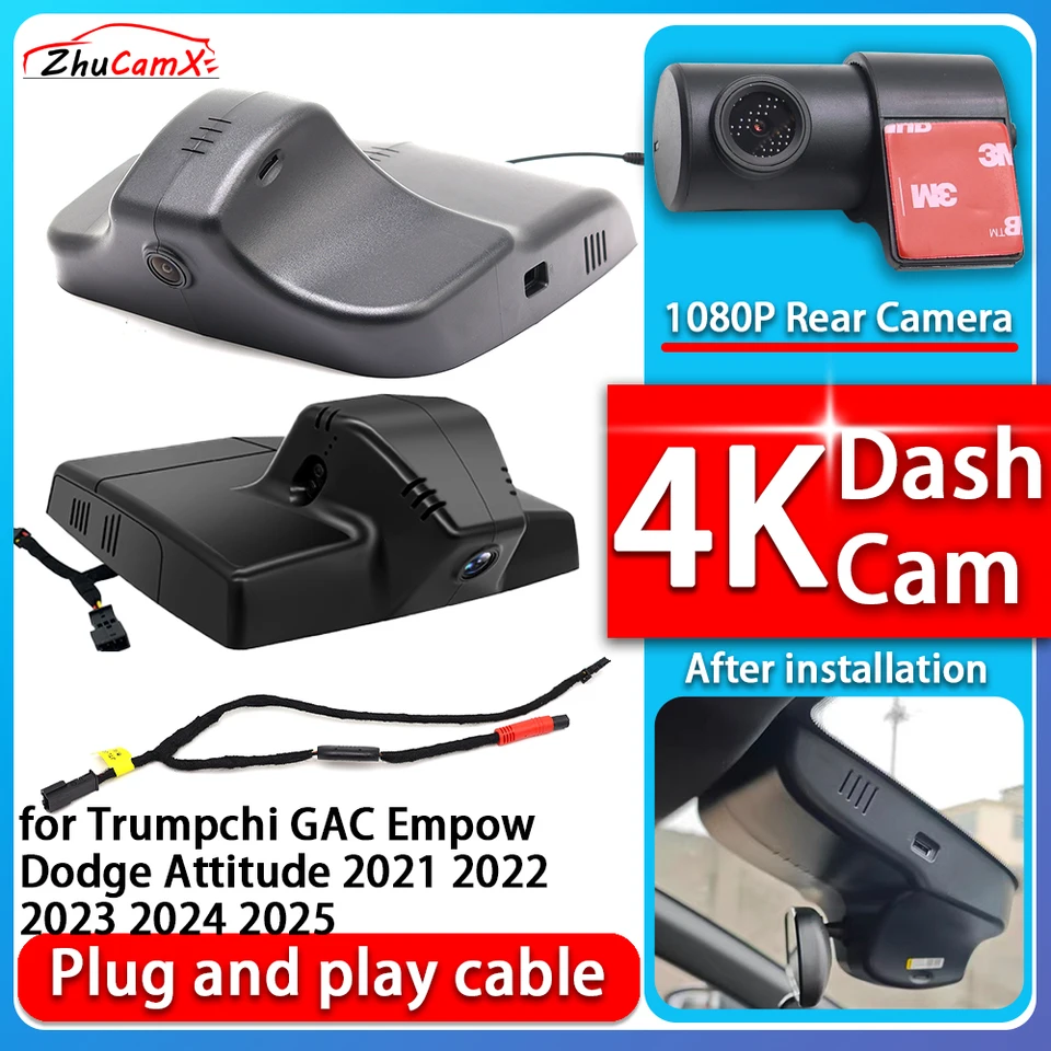 4K 2160p Plužba fotoaparátu a prehrávanie Dash Cam Video Night Vision for Trumpchi Gac Embow Dodge Attitude 2021 2022 2023 2024 2025
