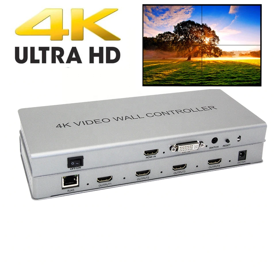 4k 2x2 Video stena radiča 1 HDMI/DVI Vstup 4 HDMI Výstup 4K TV Procesor Images SITHING Video Wall Processor