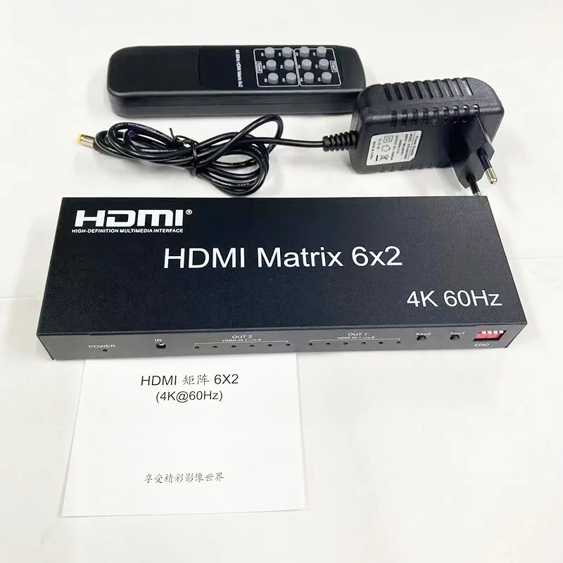 4K 60Hz HDMI kompatibilný spínač matíc 6 v 2 out spínač 6x2 Splitter s optickým R/L VIDEO VIDEO VIDEO AUDIO VIDEO pre konvertor