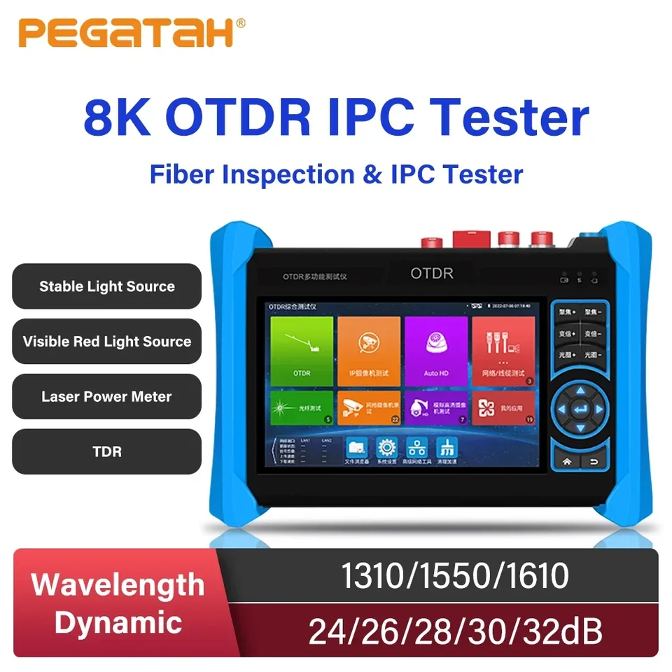 4K 8MP OTDR IP CCTV vlákno tester 5,4 palca Multifunkcia OTDR OTDR OPTICKÁ TIMAL DOMAIN TESTER TESTER s VFL LS OPM MAP