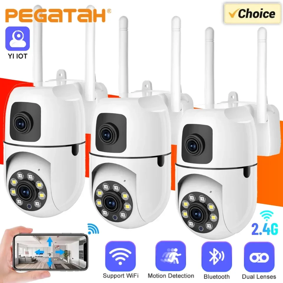 4K 8MP WiFi Dozorné kamery Duálne šošovky IP kamera WiFi Outdoor Security Protection Automatické sledovanie CCTV PTZ Cam yi IOT