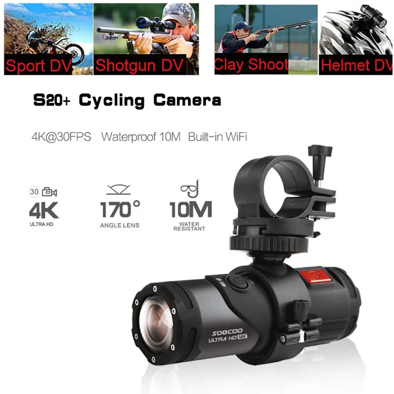 4K Action Videokamera WiFi App Control 10m vodotesná 170 Fov Clay Shooting Hunting Hilme Cam Sports HD DV pre vonkajší extrém