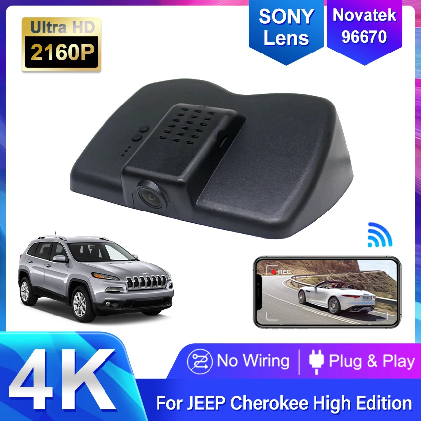 4K Dashcam pre Jeep Grand Cherokee WK2 2015 2016 2017 2018 CAR DVR WiFi 2 Camera Dash Plug and Play Video Recorder