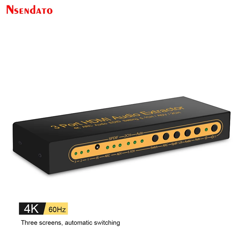4K HDMI Audio extraktor s Toslink SPDIF 5.1 Digital 2CH R/L Analógový oblúkový prevodník 3 v 1 out HDMI SWITH Splitter pre PS4 PC TV