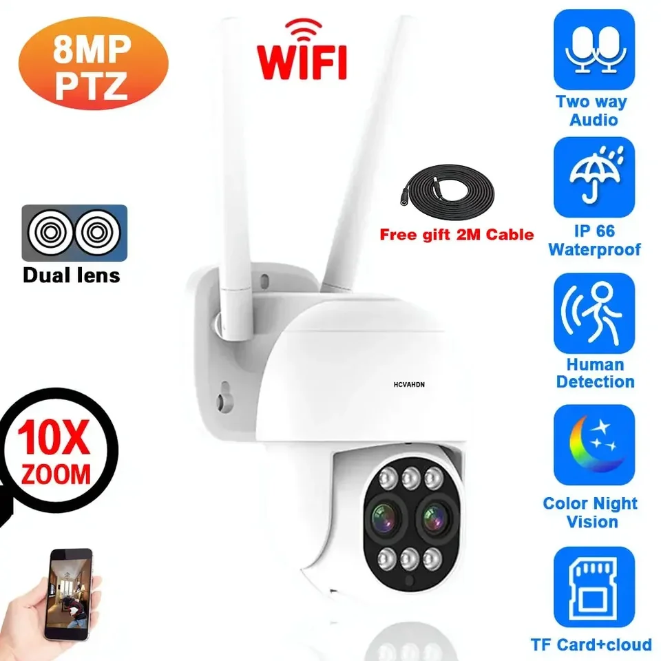 4K IP fotoaparát WiFi Security CCTV fotoaparát s dvom