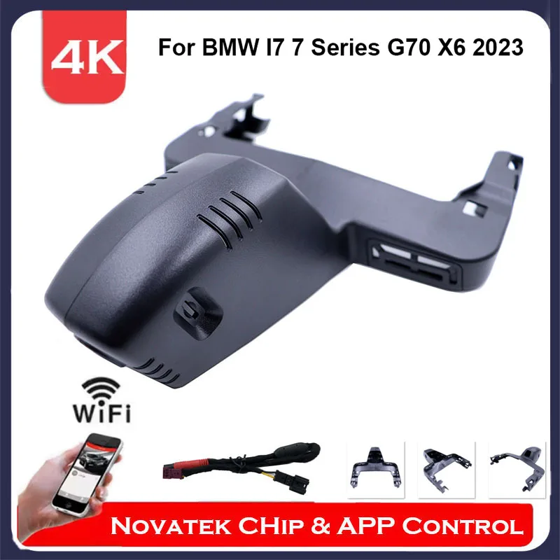 4K predná a zadná kamera WiFi DVR Dld Dash Cam pre BMW I7 7 Series G70 2023, pre BMW X6 2023, Plug and Play DVR s ovládaním aplikácií